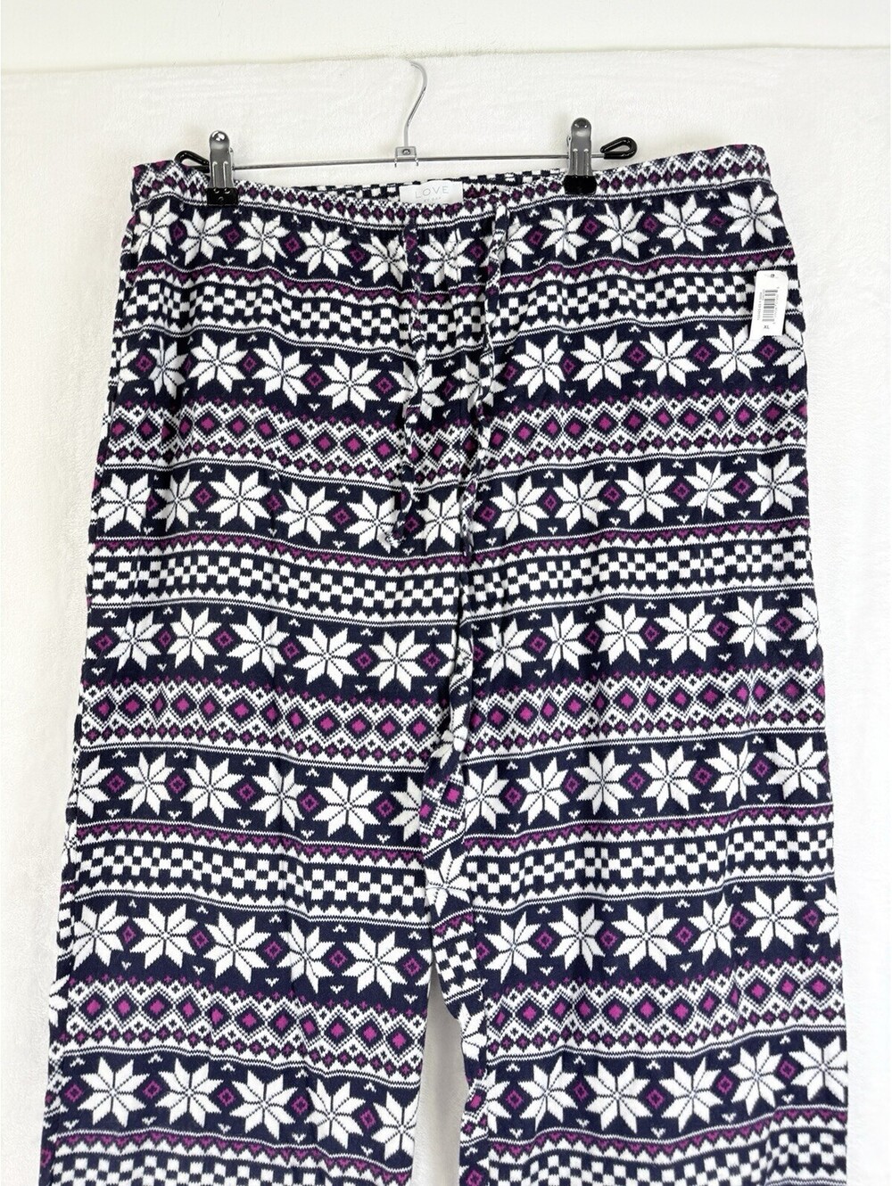 Love By Gap Pajama Pants XL Flannel Bottoms New Womens Pjs Fair Isle Blue NWT